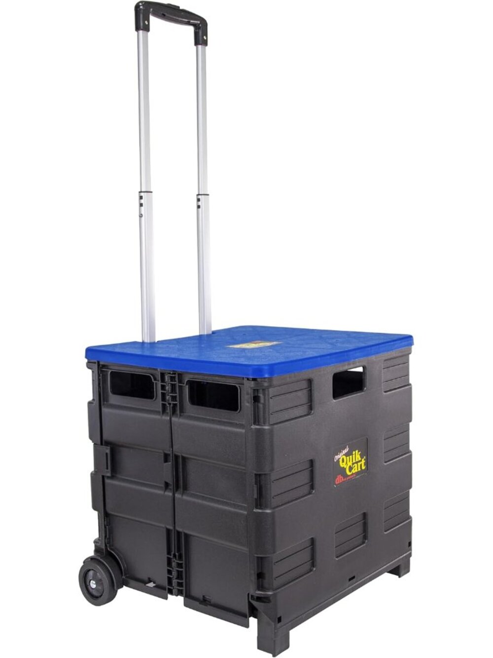 Quik Cart Standard Collapsible Rolling Crate - Blue Lid